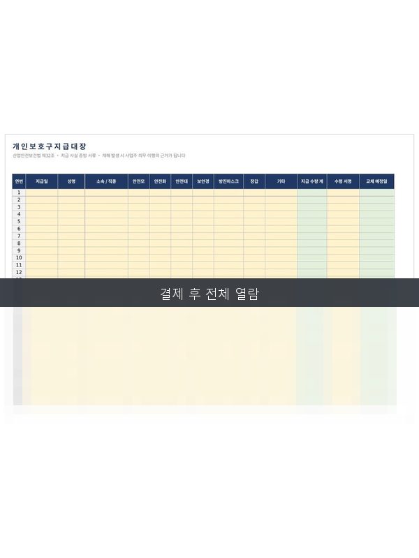 보호구 지급대장 미리보기