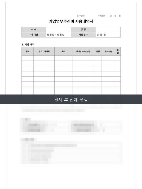 접대비(기업업무추진비) 사용내역서 미리보기
