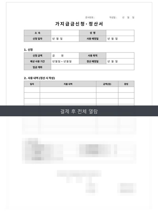 가지급금 신청·정산서 미리보기