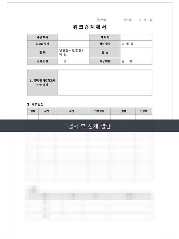워크숍 계획서 미리보기