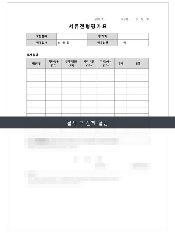 서류전형 평가표 미리보기