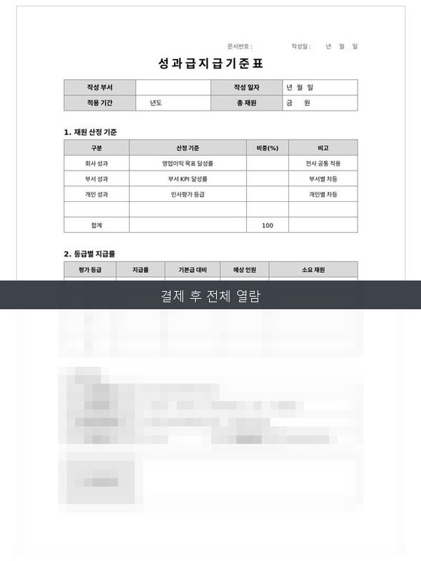 성과급 지급기준표 미리보기