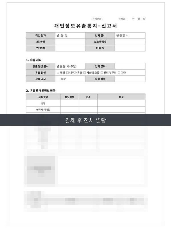 개인정보 유출 통지·신고 서식 미리보기