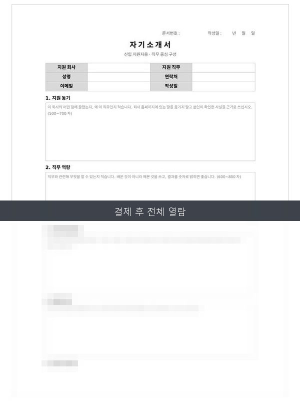 자기소개서 신입 미리보기
