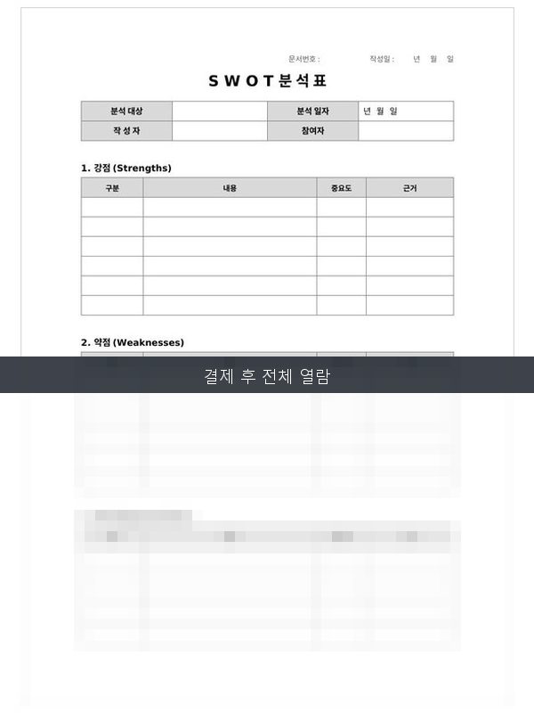SWOT 분석표 미리보기
