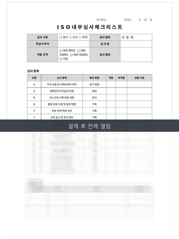 내부심사 체크리스트 미리보기