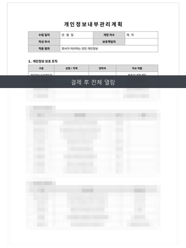 개인정보 내부관리계획 미리보기