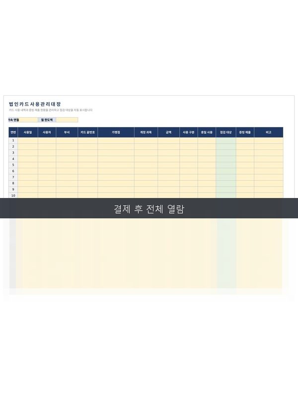 법인카드 사용대장 미리보기