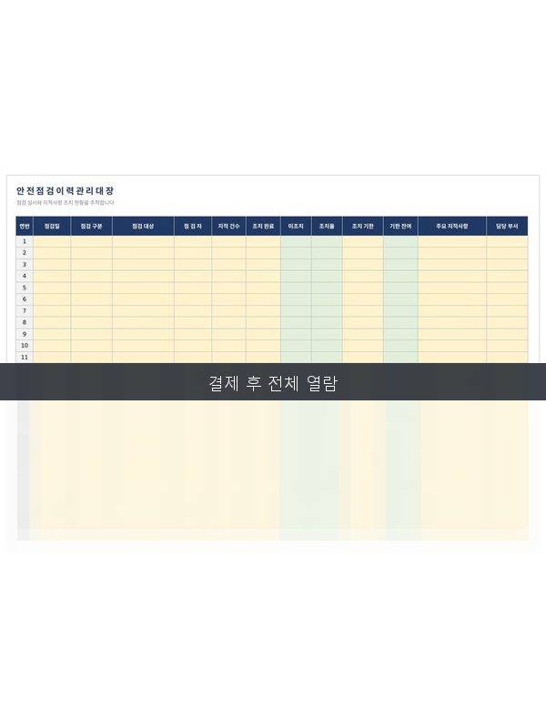안전점검 이력 관리대장 미리보기
