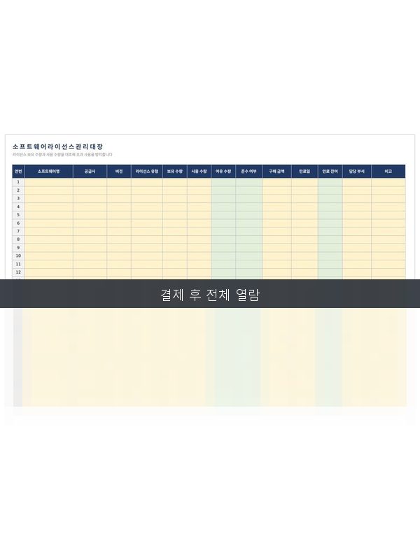 소프트웨어 라이선스 관리대장 미리보기