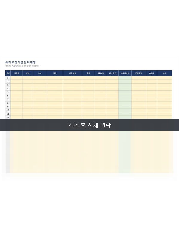 복리후생 지급 관리대장 미리보기