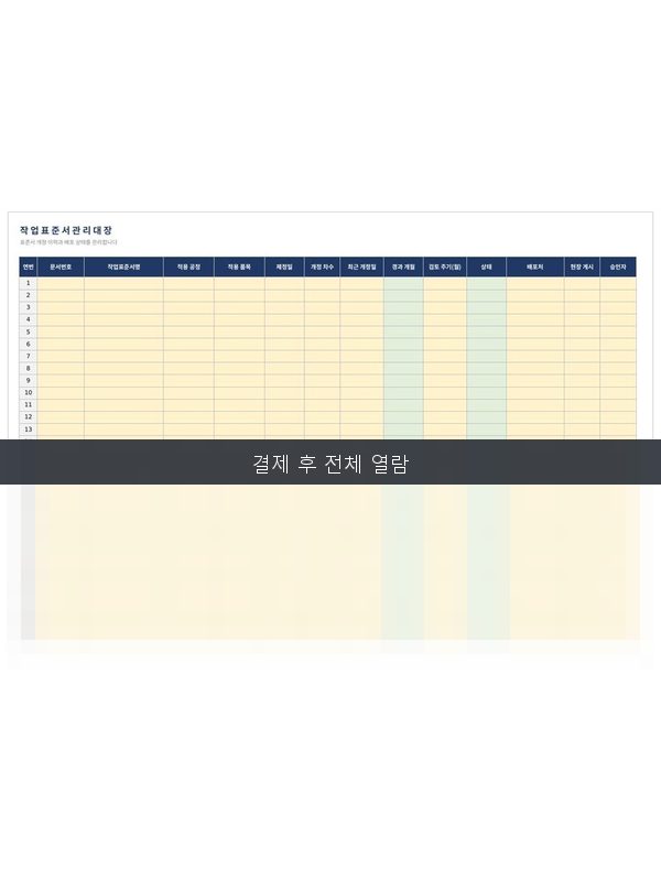 작업표준서 관리대장 미리보기