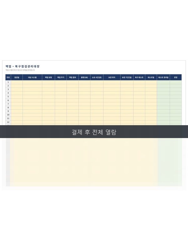 백업 복구 점검 관리대장 미리보기