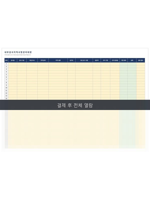 내부감사 지적사항 관리대장 미리보기
