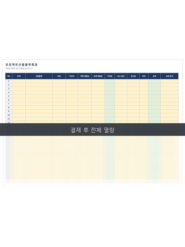 산출물 목록표 미리보기