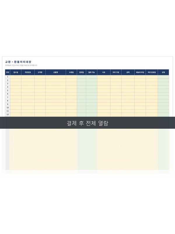 교환·환불 처리대장 미리보기